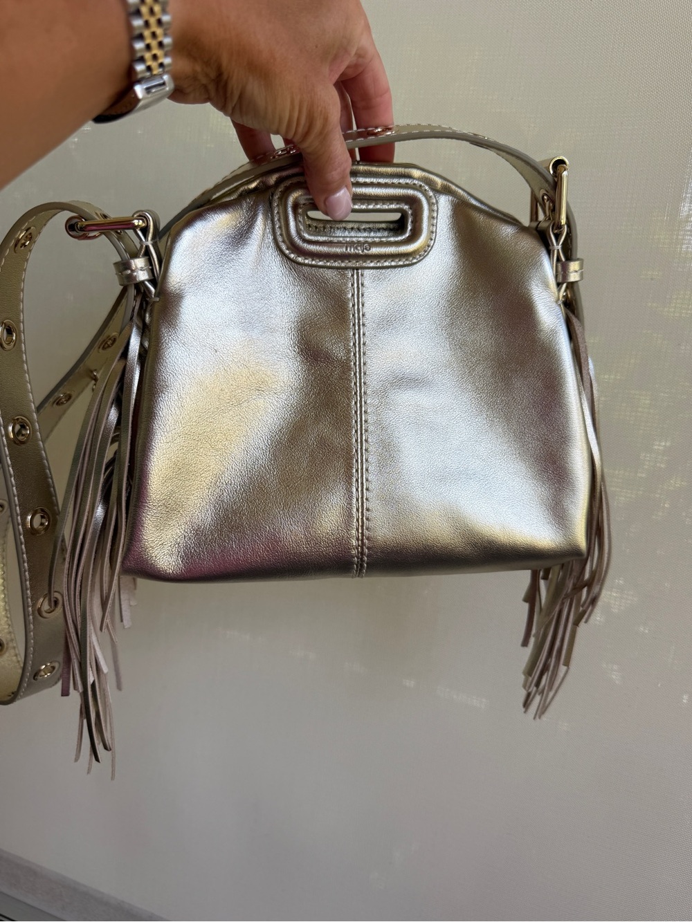 Maje metallic leather Miss M mini bag - Picture 10 of 15